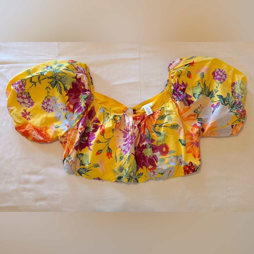 HM Bubble Sleeve Cropped Top
